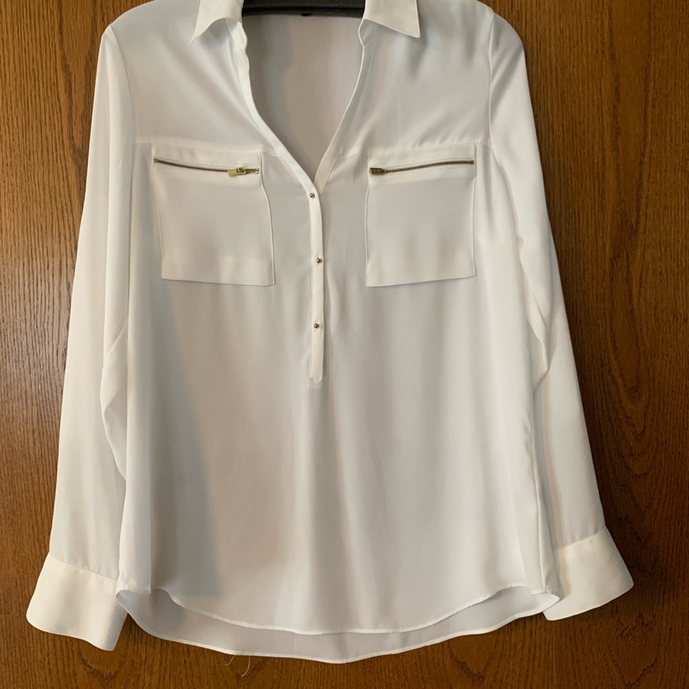 Express White Relaxed Buttoned Blouse - image 1